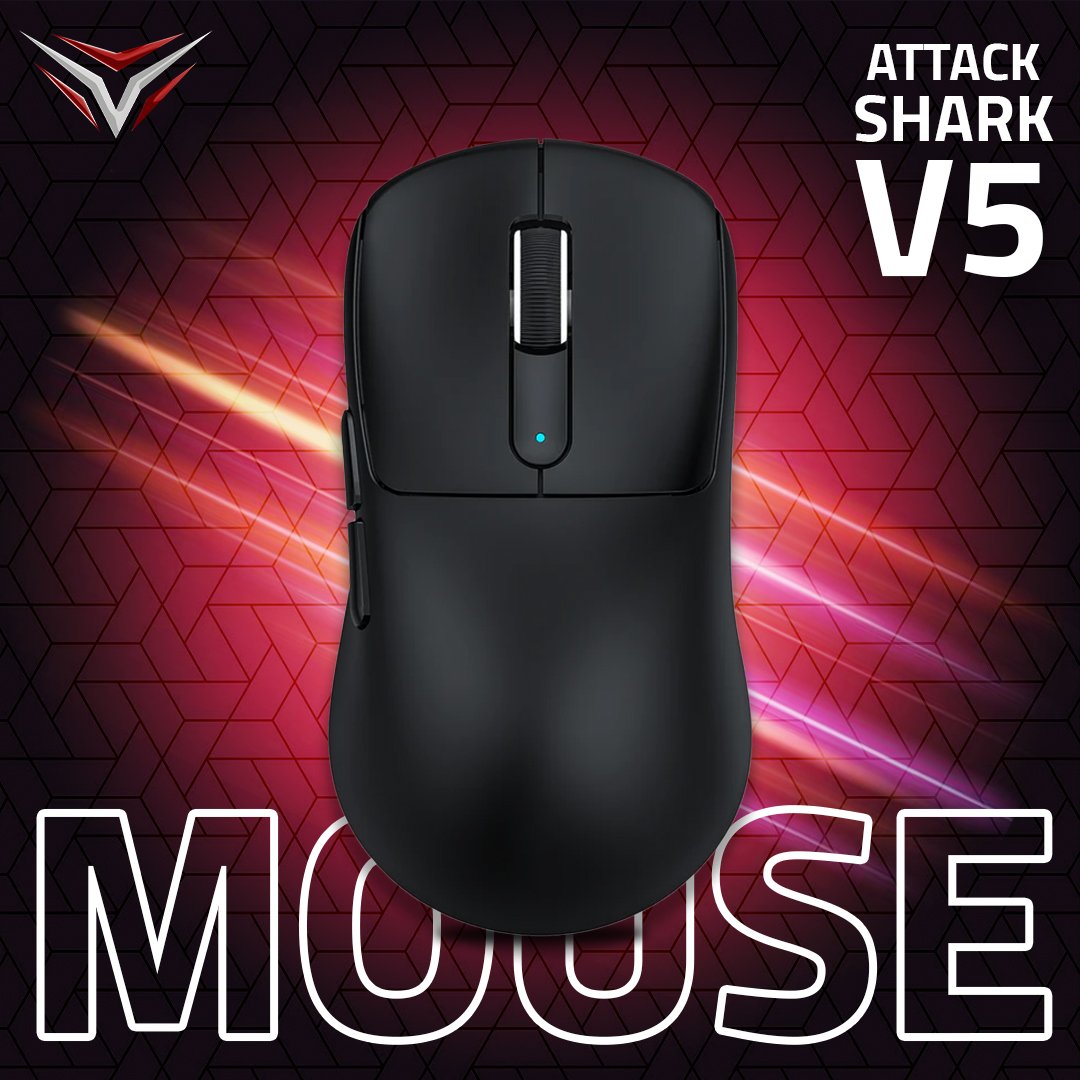 ATTACK SHARK V5 Ultra-Light Tri-Mode Gaming Mouse